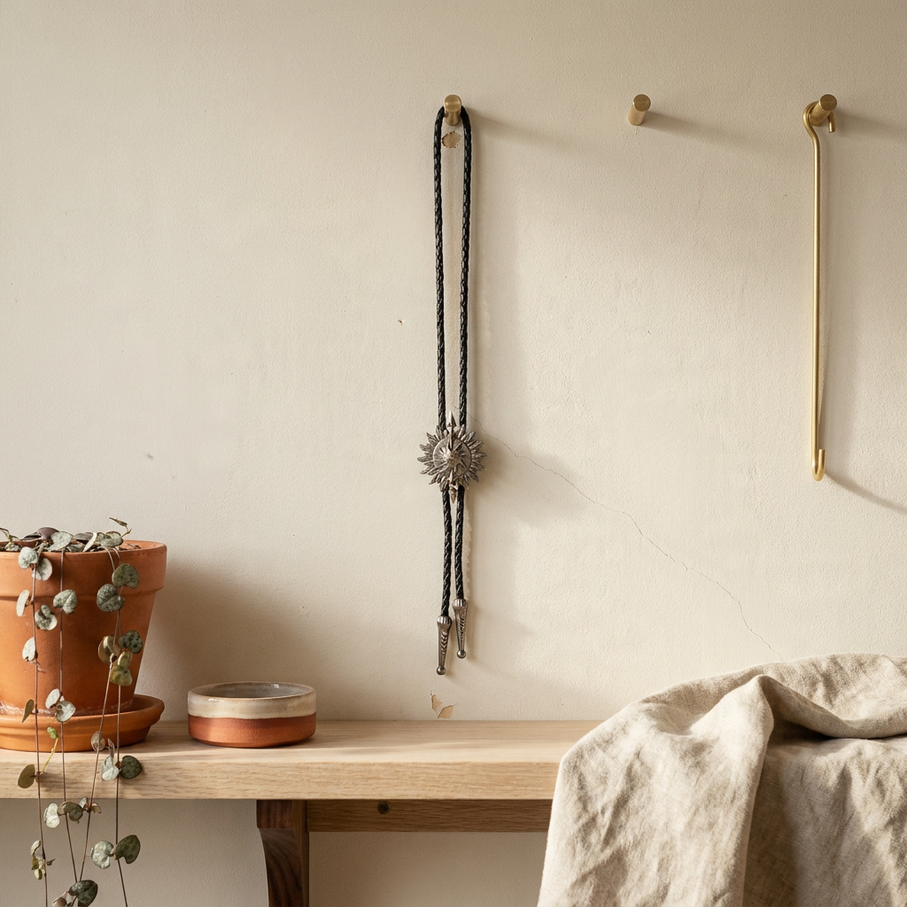 Antique brass rope knot pendant lamp hanging near windowsill with pegboard in ambient room showing jacquard finish