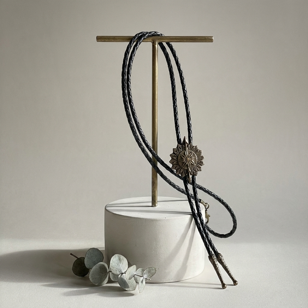 Antique brass rope knot pendant lamp at three-quarter angle on minimalist plinth highlighting electroplated finish